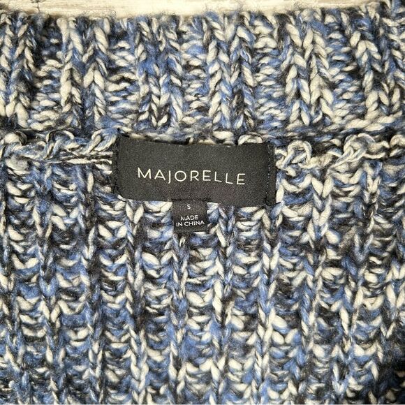 Revolve Majorelle Cardigan Cropped Scoop Chunky Knit Blue Sweater S - Picture 5 of 9